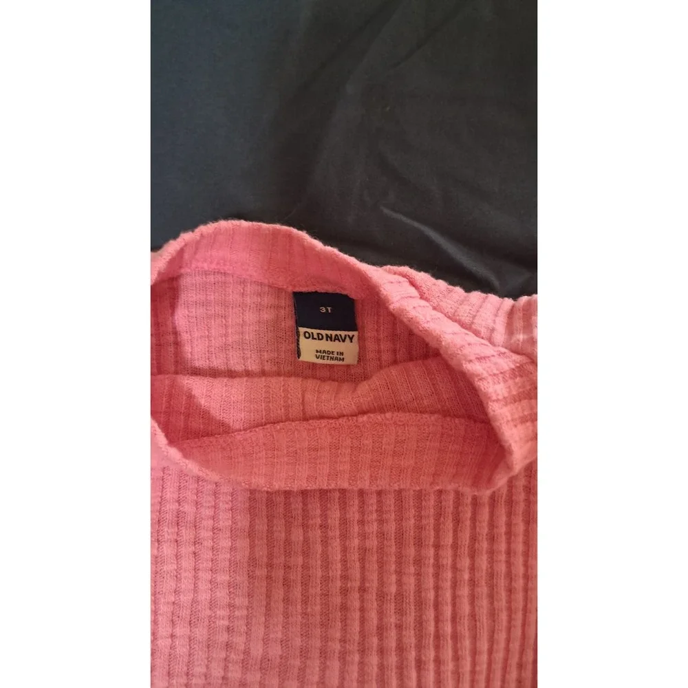 Old Navy Long Sleeve Shirt Girls 3T Pink Ribbed Knit Pullover Top Casual
